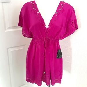 NWT Embroidered 100% Silk Top Tunic Blouse Dress Free People Style